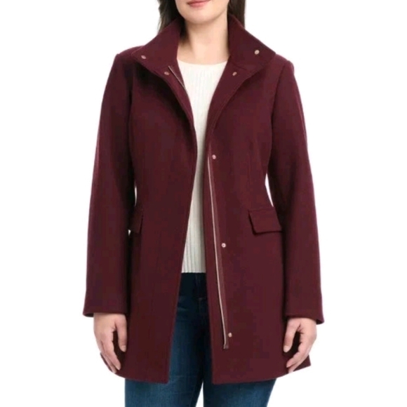 NWT!Vince Camuto Women's Full Zip Jacket Coat, Dark Red/ S,M,L Gold Zipper/Snaps - Picture 6 of 12